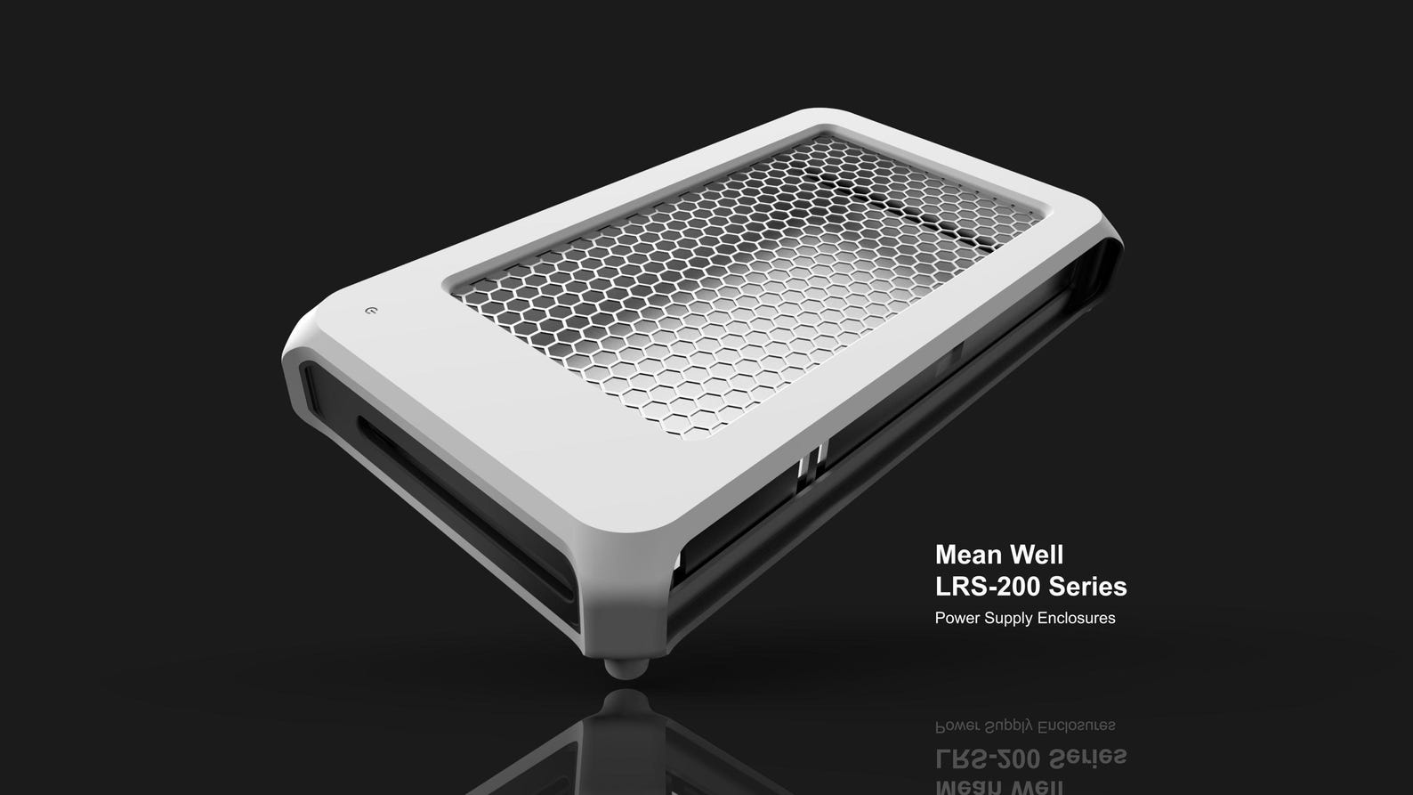 3D-printed Mean Well LRS-200 power supply enclosure with honeycomb vented top